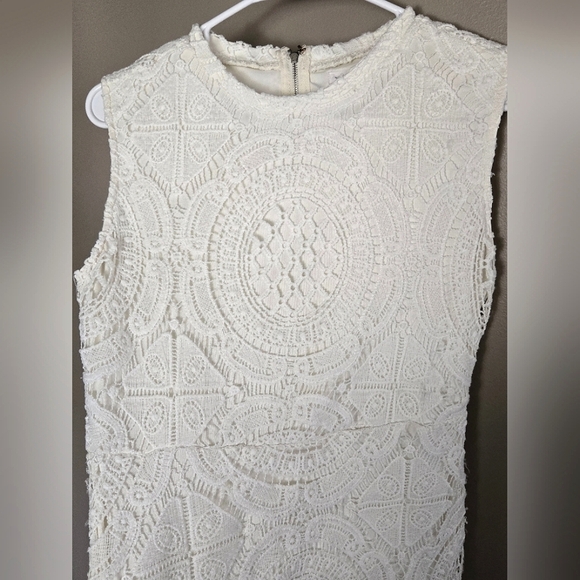 Stella Luce Sleeveless White Crochet Lace Overlay Mini Dress, Size Large - Picture 2 of 4